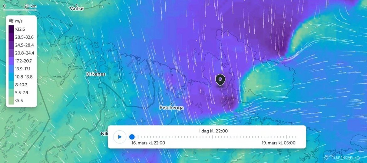 Фотография Sturm 32m.s. in der Tundra auf der Halbinsel Rybachy.