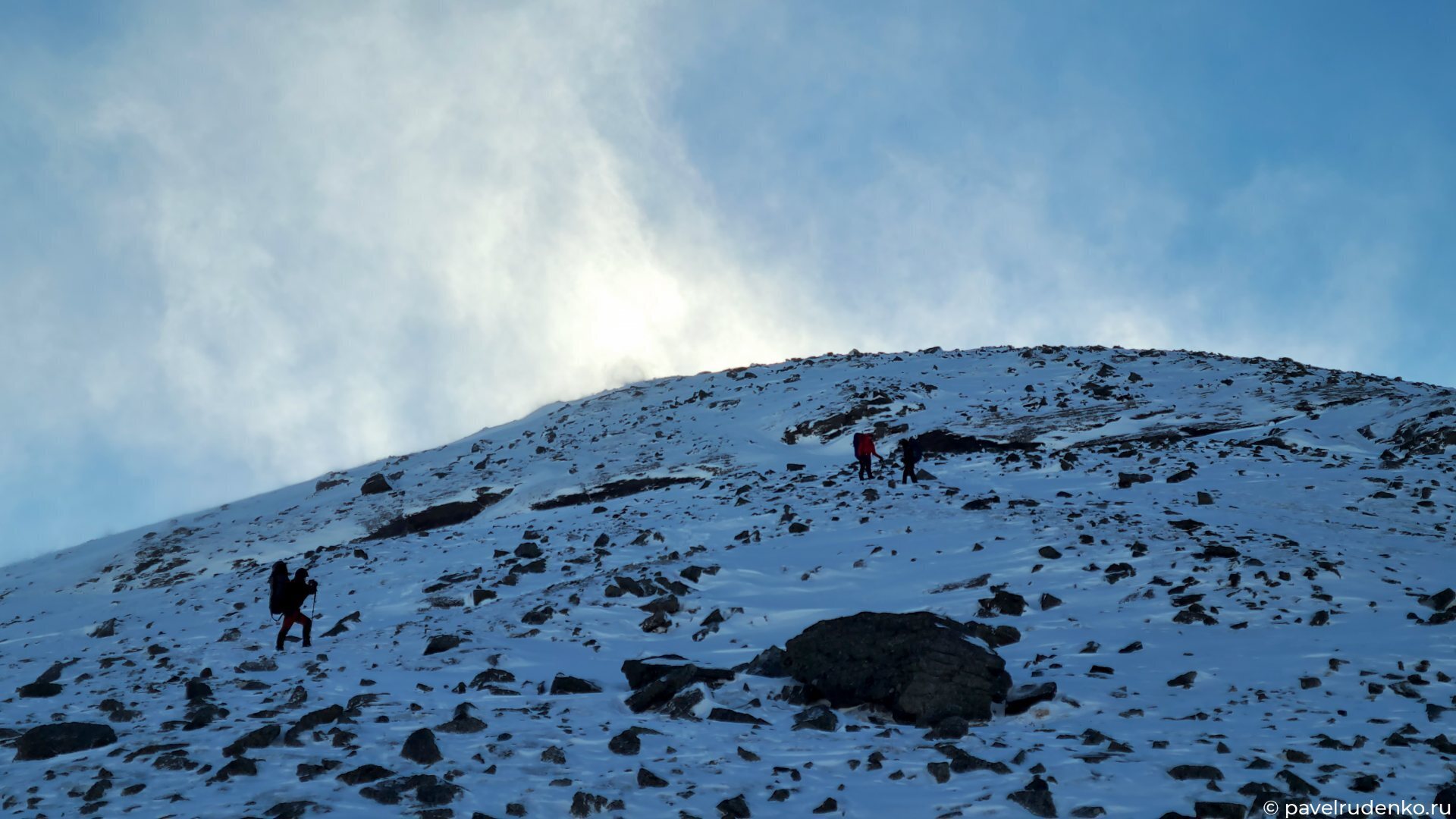 Фотография Спуск на перевал Рисчорр с Академического, 23 сентрября. Ветер 17 м.с. Хибины. 